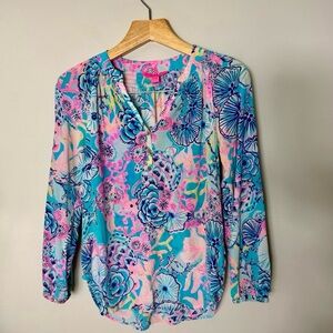 Lilly Pulitzer 100% Silk Blouse Size S